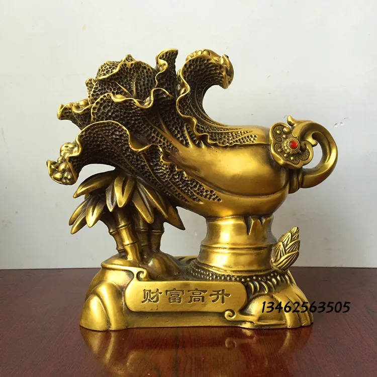 BEST Business gift - TOP COOL Home office  fortune Mascot Money Drawing RUYI BAICAI FENG SHUI COPPER art statue