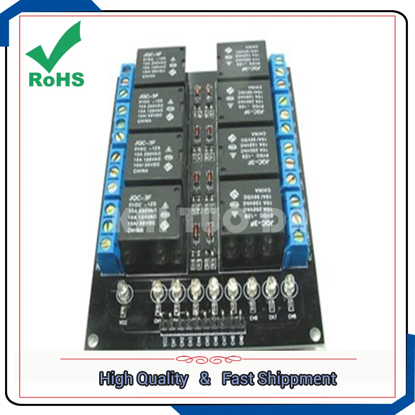 8-Wege-/Kanal-Relais-Hochstrom-Relaismodul, kompatibel mit AC 250 V DC 30 V