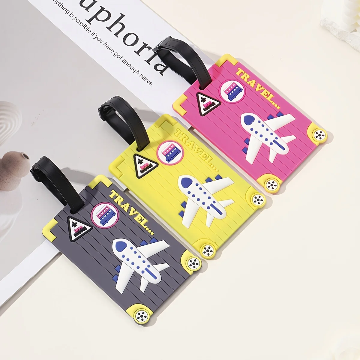 3pcs Multicolor Track-Shaped Cartoon Airplane Baggage Tag Theme Hanging Tag, Airport  Suitcase Identification Hanging Tag