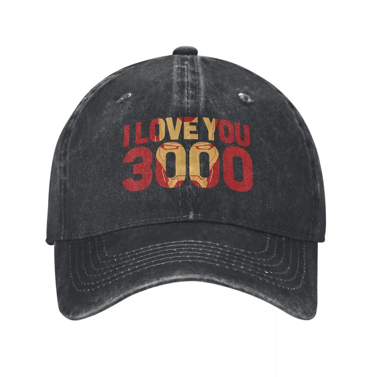 Iron Man I Love You 3000 Text Baseball Cap Vintage Distressed Denim Avengers Endgame Snapback Hat Outdoor Workouts Gift