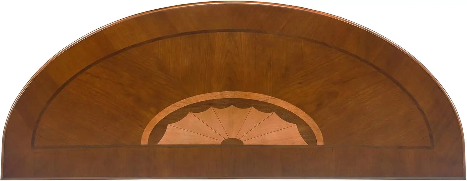 Solid Wood Semi-Circle Console Table, 45.3" Traditional Vintage Entryway Table Polished Edging Half-Moon Narrow Table