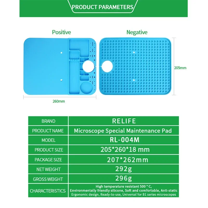 RELIFE mikroskop RL-004M, bantalan pendukung insulasi panas, bantalan kerja silikon penyolderan dasar B1