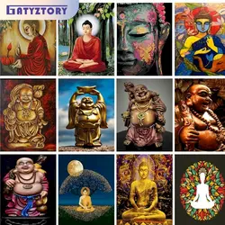 GATYZTORY Frame Diy Oil Painting By Numbers 60*75cm Buddha Figure Picture Diy Kits Acrylic Digital Paintings By Numbers For Wall