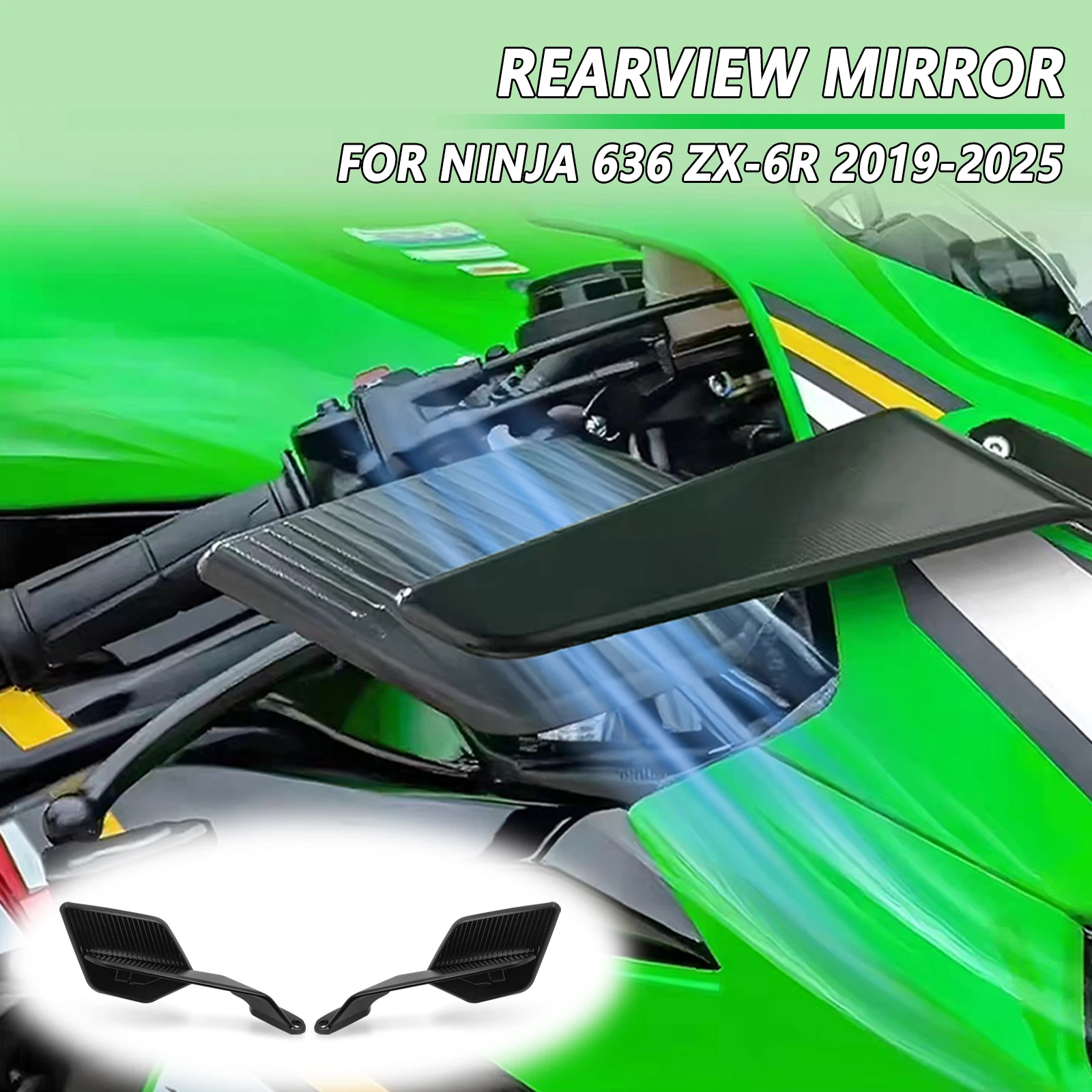 

For Kawasaki ZX4R ZX4RR ZX6R ZX636 Rearview mirrors motorcycle lens blade-type rearview mirrors Wind Wing Mirrors NINJA 500