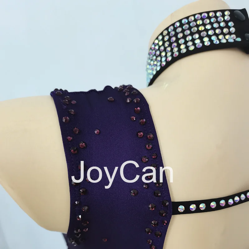 JoyCan Lyrical Dance Dress Dark Purple Jazz Dance Costume Pole Dancing Clothes Girl Performance Training