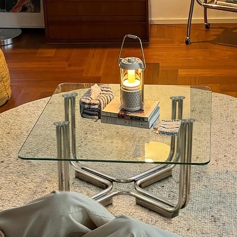 Living room medieval glass coffee table cream minimalist edge few small apartment retro premium table