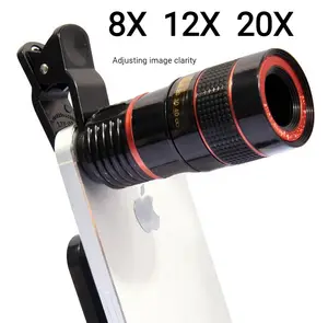 Bilashmart 8x 12X 20X Long Focus Mobile Phone Lens 8x Mobile Phone Telescope HD Camera Lens External Zoom Special Lens Camping Watching
