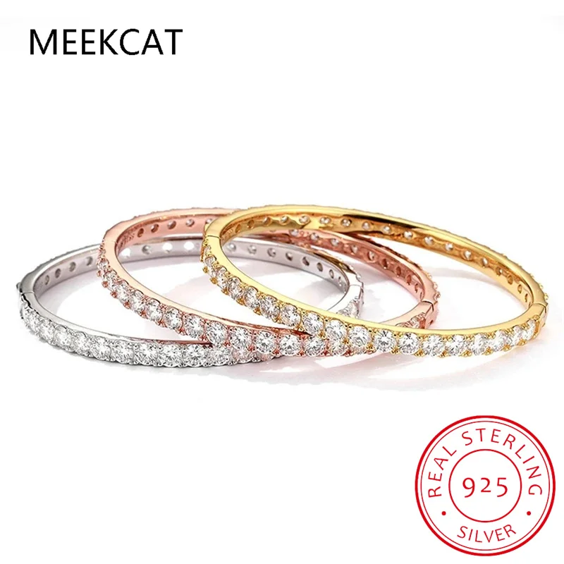 

4MM D VVS1 Moissanite Bangles For Women S925 Silver 18k White Gold Plated Diamond Bracelet Pulseiras De Prata Christmas Gifts