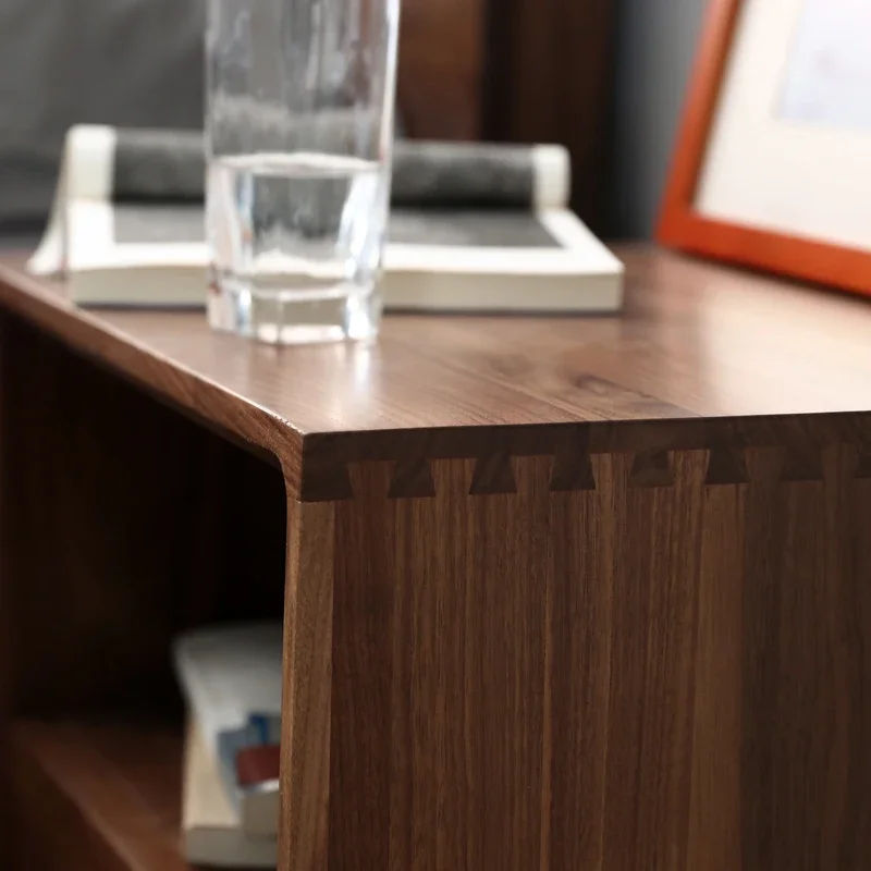 

North America imported black walnut bedside table storage cabinet, Nordic modern simple bedroom solid wood furniture