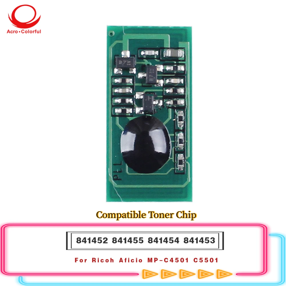 Chip de Toner Compatível 841452 841455 841454 841453 para Impressora a Laser Ricoh Aficio MP-C4501 C5501, Chip de Cartucho de Copiadora 25.5K 18K