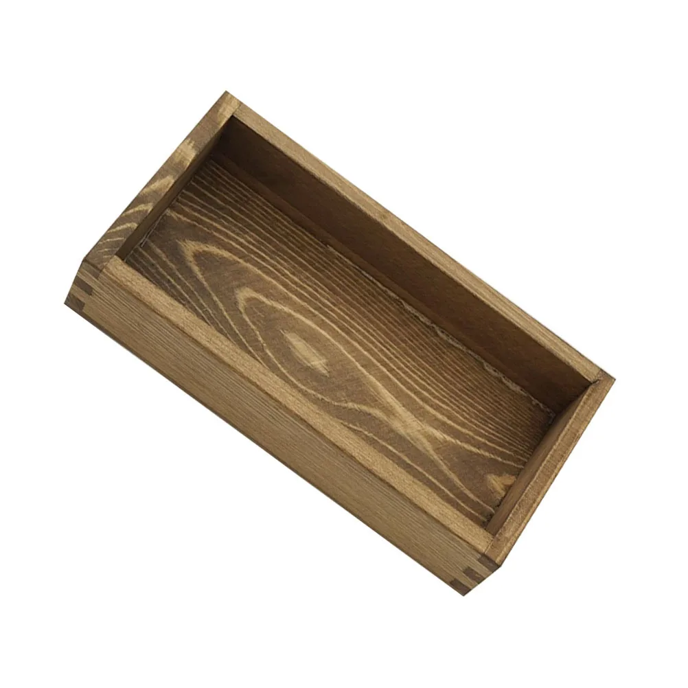 

1Pcs Light Coffee Mortise Tenon Tray Natural Wood Sturdy Retro Storage Tray for Cake Fruit Food Serving Desktop Organization