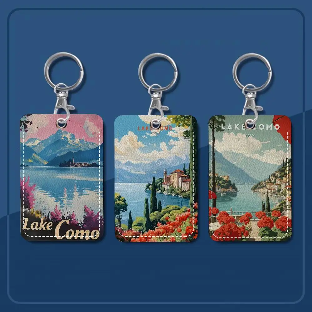 Tarjeta bancaria Retro Lake Como Barcelona, subterráneo, tarjetero de autobús, llavero, etiquetas de acceso de puerta, funda para tarjeta de identificación, acceso al llavero