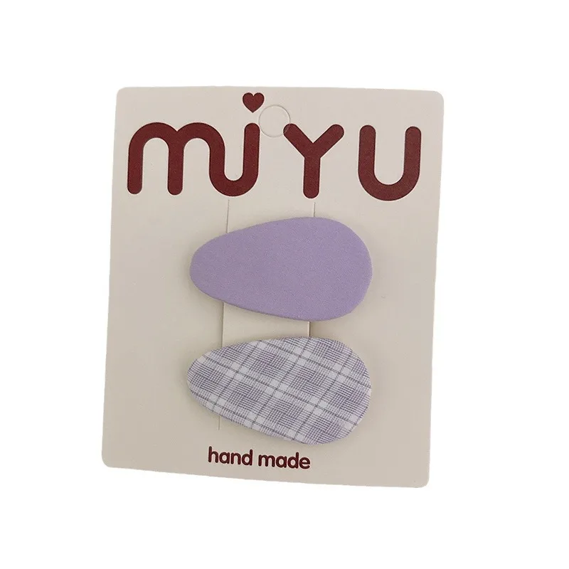 韓国風生地水滴型子供用チェック柄前髪ヘアクリップ女の子用多用途スイートBBクリップキャンディーカラーベビー前髪ヘアピン