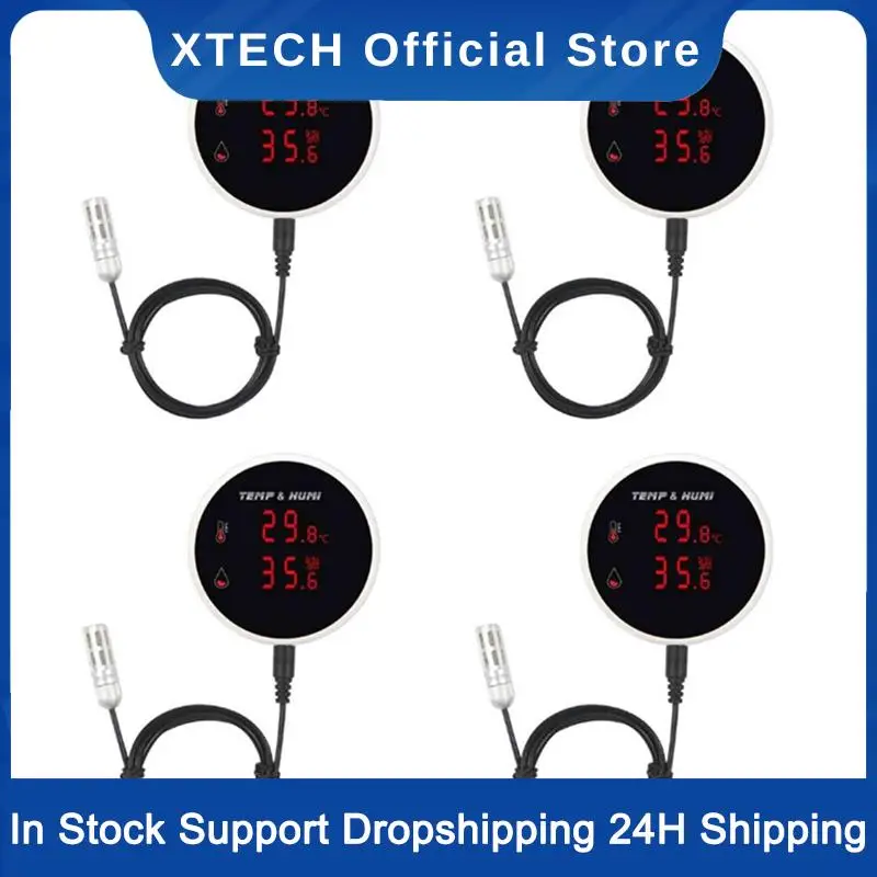 XTECH 4X Tuya Wifi Temperature And Humidity Sensor External Probe Digital LCD Display Indoor Thermometer Hygrometer EU Plug