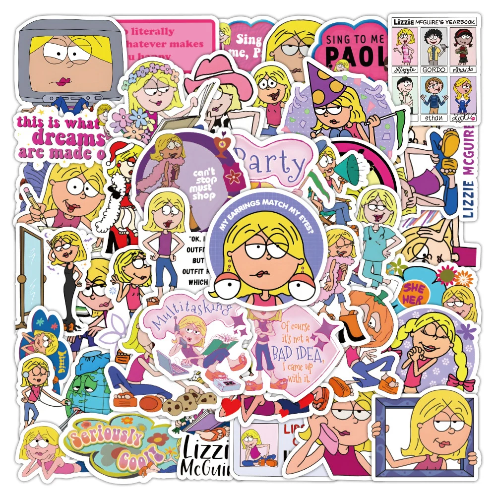 10/30/50pcs Disney LIZZIE MCGUIRE Cartoon Stickers Anime DIY Luggage Laptop Scrapbooking  Waterproof Kawaii Girls Kids Sticker