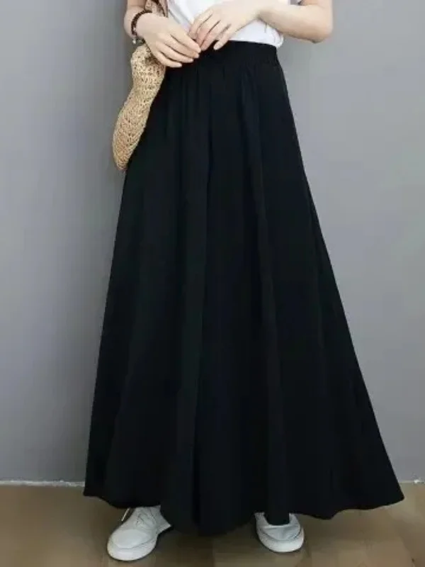 

Loose Casual High Waist Draped Wide Leg Pants Skirt for plus Size Women Summer Polyester Fiber Daily Wear Straight Cut Trousers