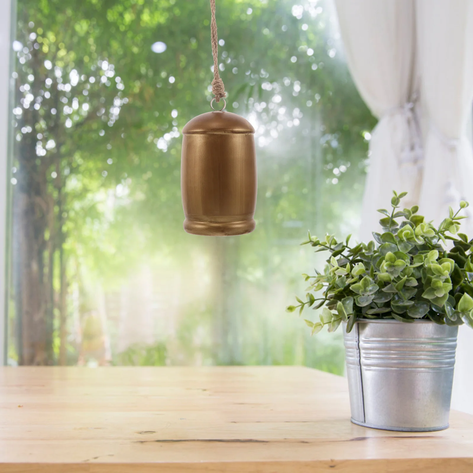 

Small Rustic Iron Hanging Bell Cow Horse Sheep Grazing Loud Bronze Cowbell Hemp Rope Cattle Goat Farm Anti-Lost Vintage