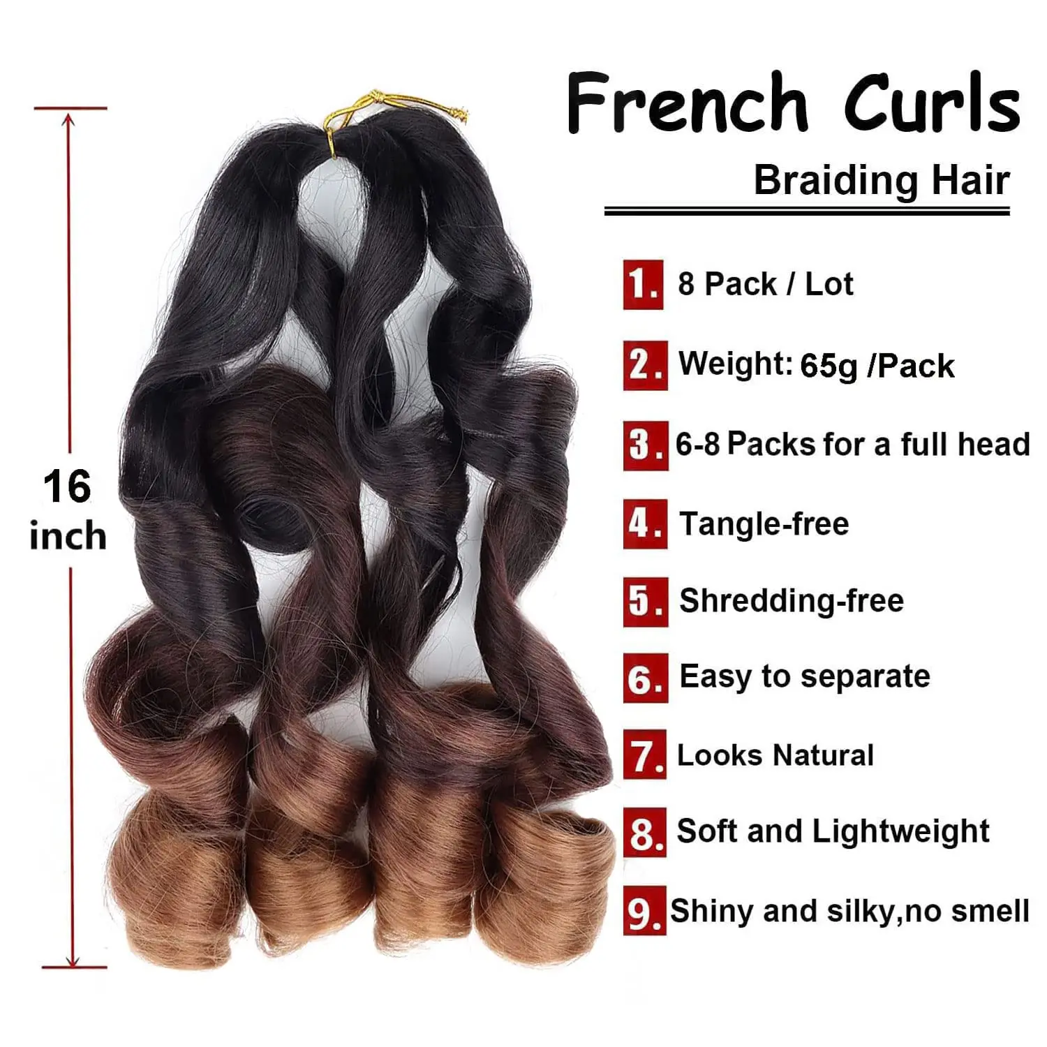 As extensões sintéticas pre esticadas encaracolado francesas do cabelo, afrouca a onda que trança o cabelo, 16"