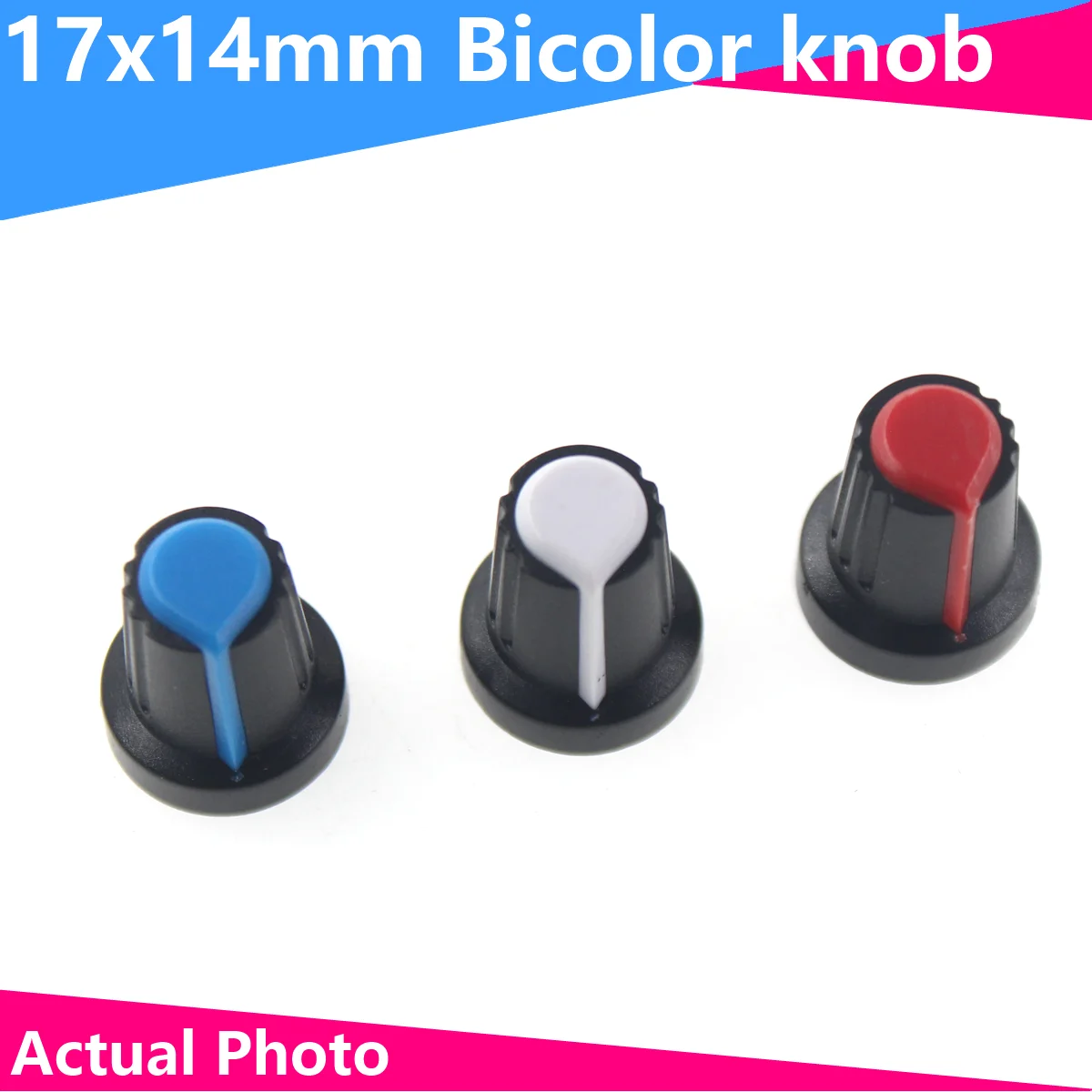 

20PCS Dual color knob 15*17, one drop water sound plastic knob 6mm plum blossom shaft potentiometer panel C4 adjustment cap