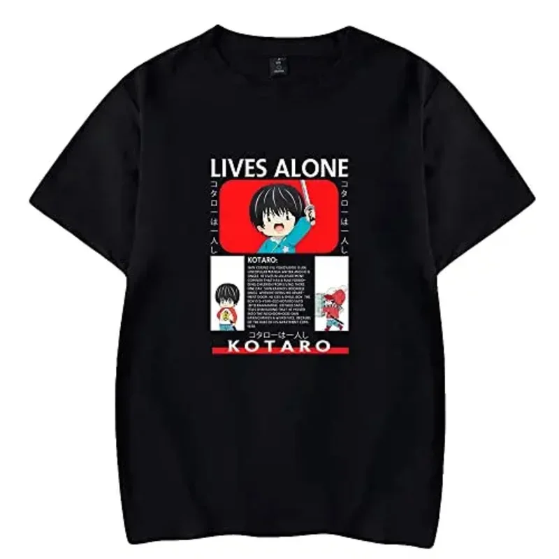 

Pajolak anime Kotaro lives alone T-shirt merch 2D print Harajuku womens summer kawaii short sleeve pure cotton T-shirt