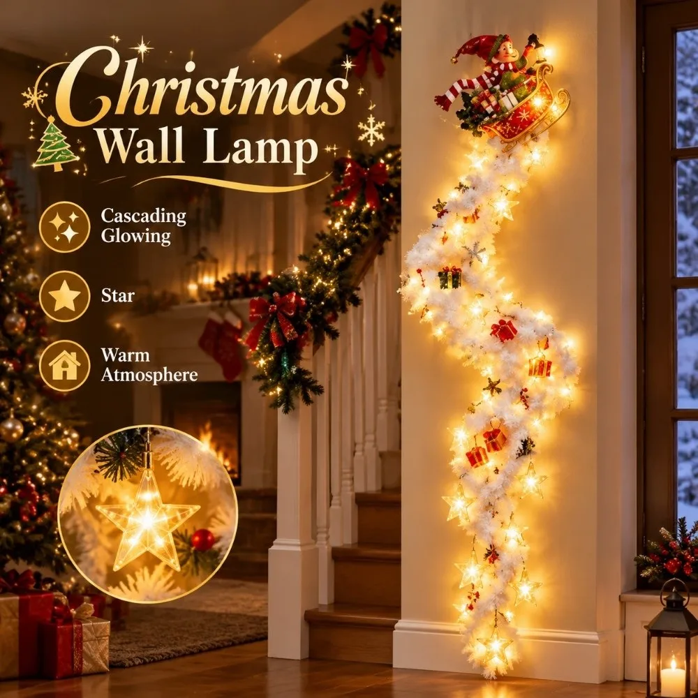 Cascading Glowing Angel Blessing Wall Light Star Durable Wall Decor Santa Light Warm Atmosphere Beautiful and Elegant