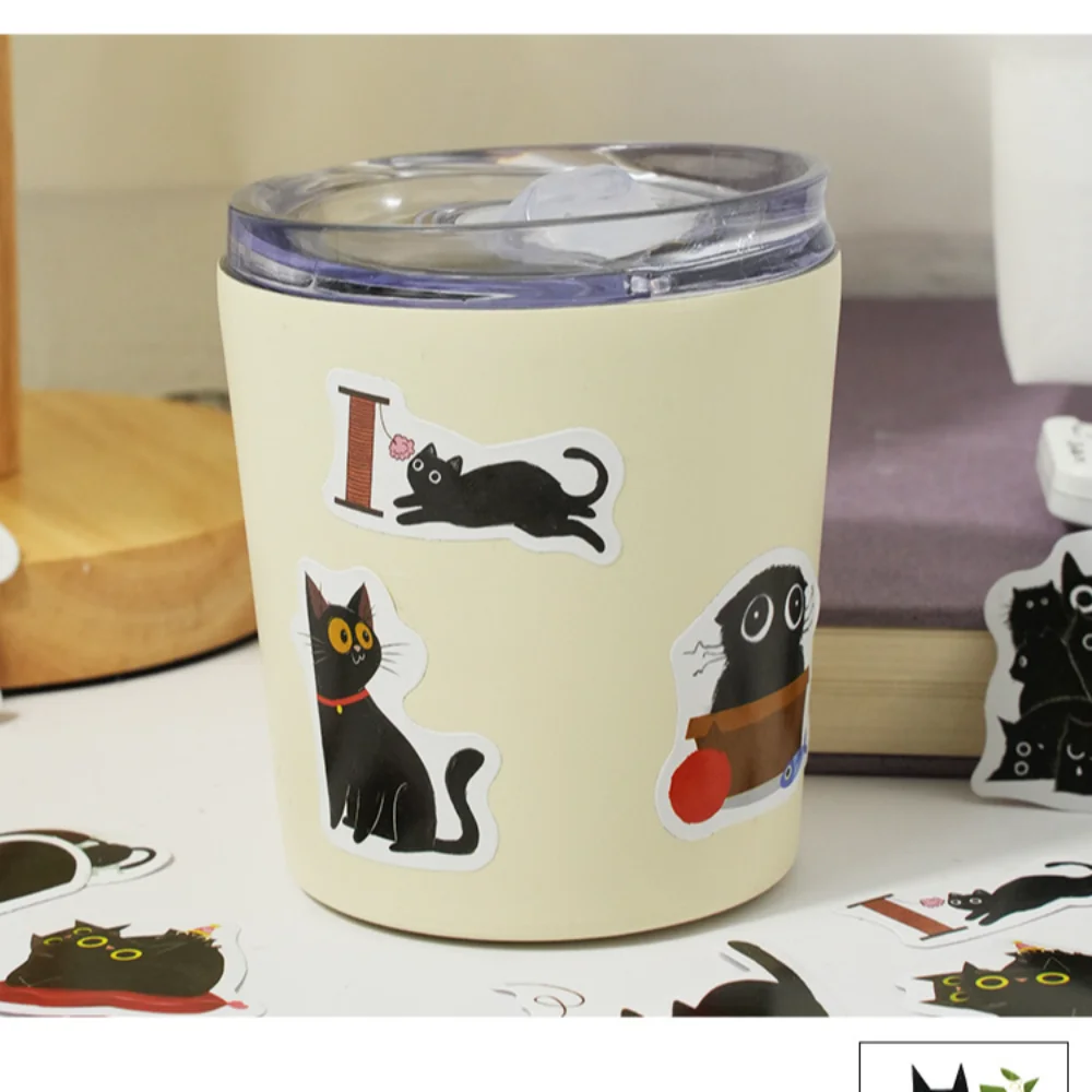 

46 шт., милые наклейки для скрапбукинга с черным котом, школьные принадлежности, канцелярские принадлежности, орнамент, эстетический дневник, детское украшение