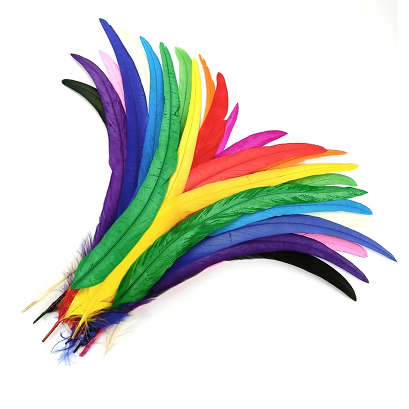 100 قطعة/الوحدة 25-30 سنتيمتر ريش ذيل الديك للحرف اليدوية كرنفال اكسسوارات حفل زفاف الديكور ريشة غطاء الرأس أعمدة طويلة