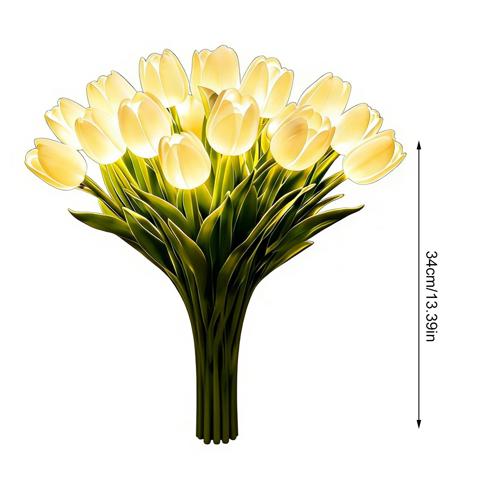 15 Stück künstliche Blumen-Nachtlampe, strahlendes, romantisches Tulpenlicht, warmes Licht, blumenförmige Umgebungslampe für Schlafzimmer, Nachttisch-Dekoration