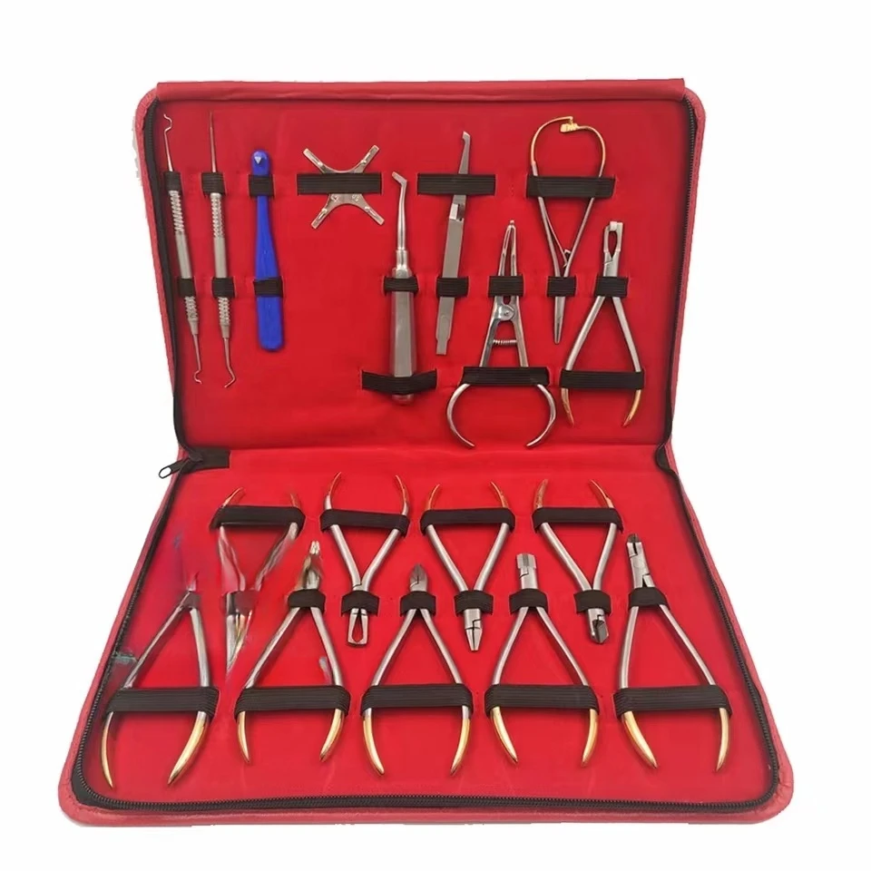 18 PCS Basic Orthodontics DentalsInstruments Set Orthodontic Pliers Forming Pliers Stainless Steel Extractable Bracket