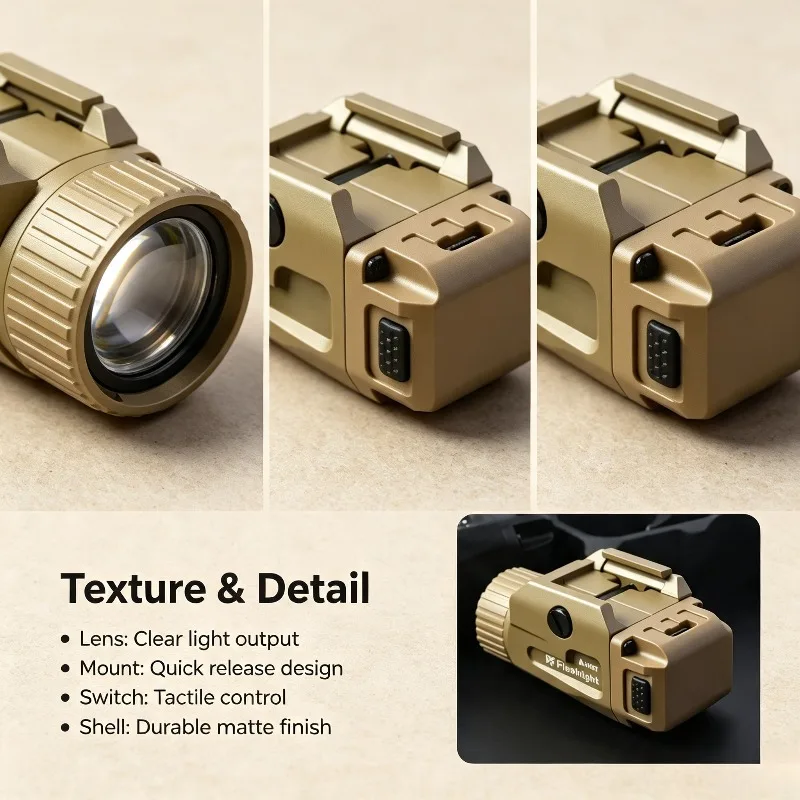 800LM LED Flashlight USB Rechargeable Lamp Quick Release 20MM Rail Bracket Easy Installation Accessory