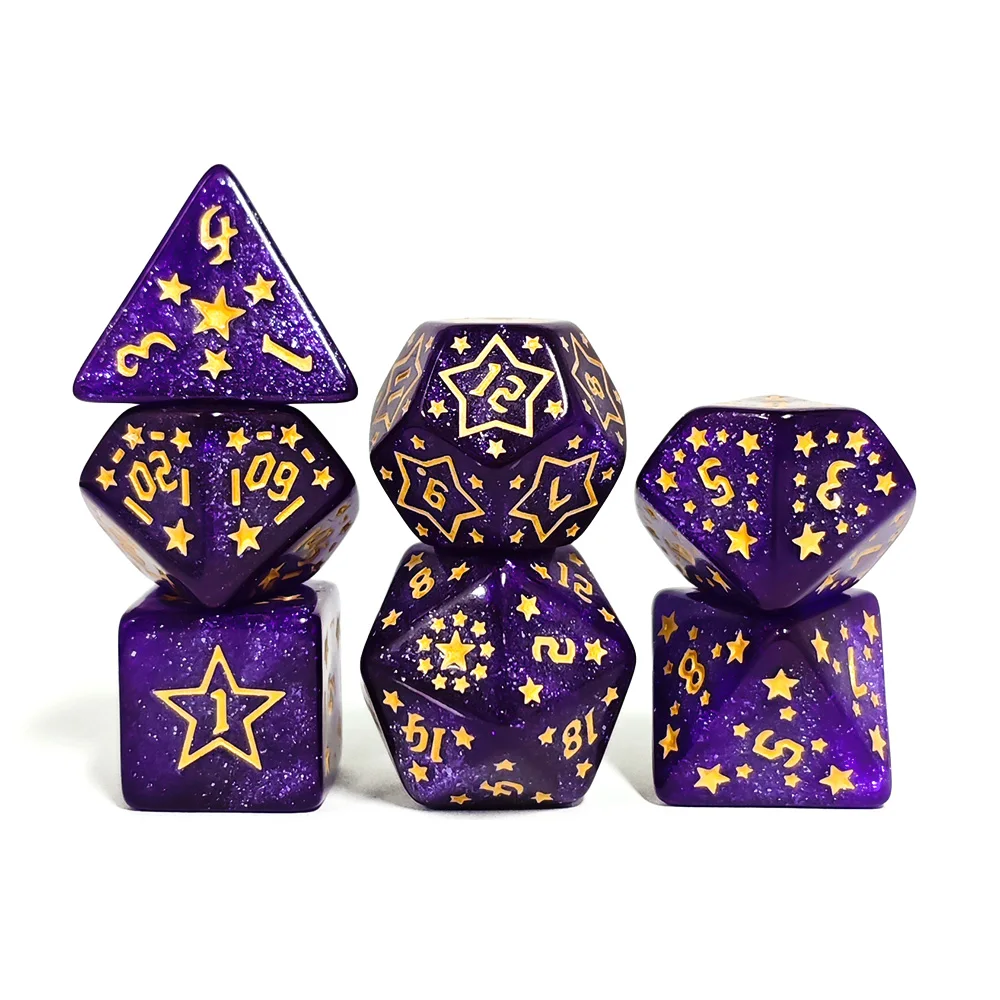 Jeu de dés pour jeux de société, dés polyédriques sur le thème de la galaxie, effet univers coloré incroyable pour accessoires de jeu