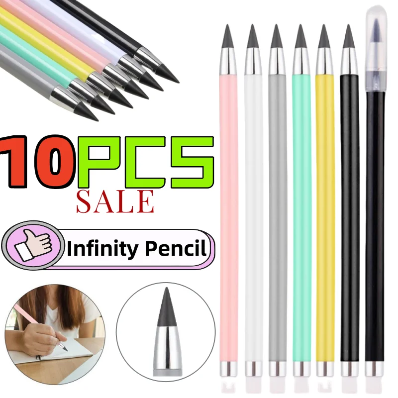 

10-1PCS Infinity Pencil Inkless Forever Pencil Reusable Pencil Children Students School Stationery Supplies Gift Eternal Pencils