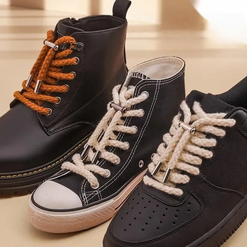 Spring Lock Shoelaces No Tie Shoelace Quick Fixed Lazy Shoelaces DIY For Hoodie Trouser Sweatpant Rope Round Cord Replacement