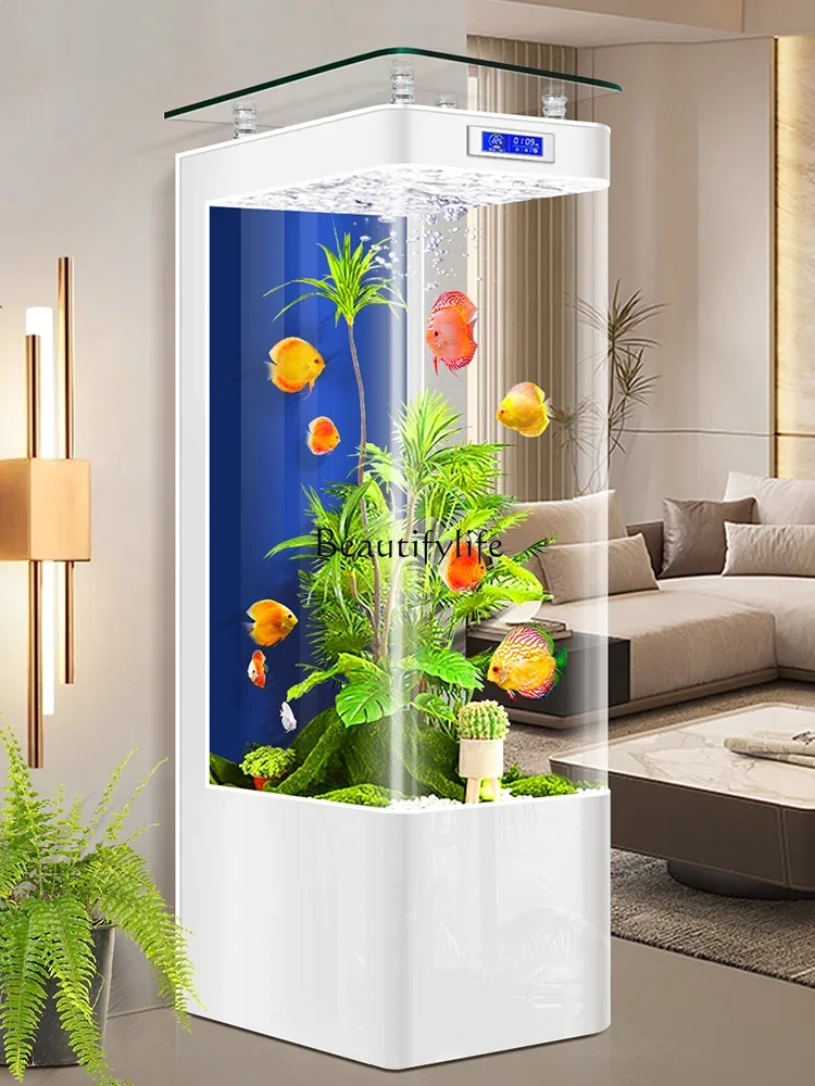 Free Shipping Vertical Integrated Fish Tank Living Room Small TV Cabinet next to Aquarium Change Water