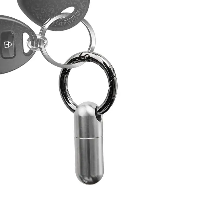 

Metal Small Pill Case Medicine Titanium Pill Case Portable Pill Box Anti-Rust Small Pill Holder Daily Keychain Pill Organizer