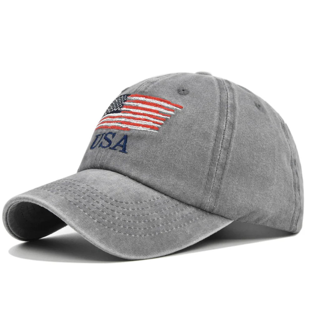 Vintage USA Flag Embroidered Baseball Cap - Bold Lettering, Distressed Wash, Sun Protection - Trendy Dad Hat for Outdoor