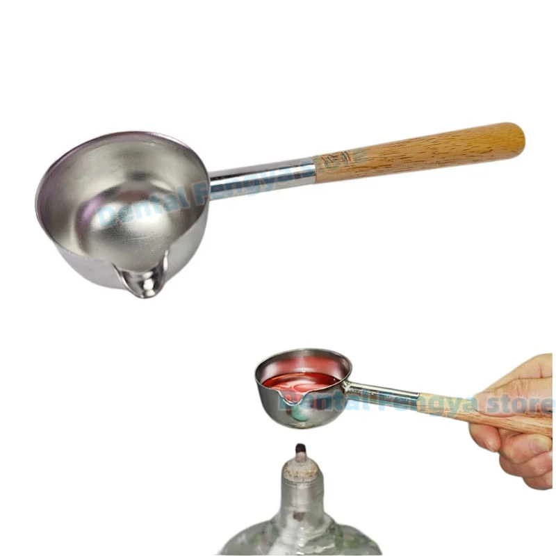Dental Lab Melting Wax Spoon Full Mouth Denture Carving Wax Spoon With Wooden Handle Dental Laboratory Tools