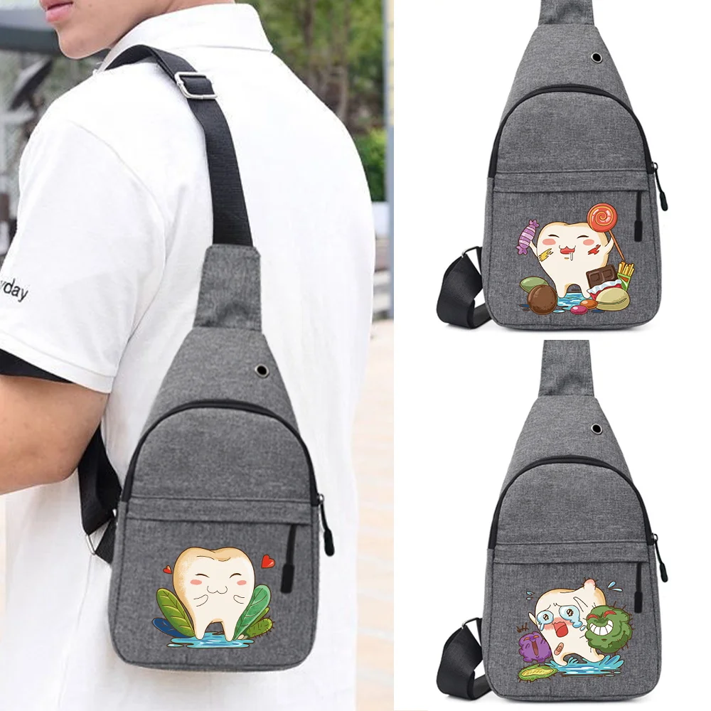 

Teeth Printing Adjustable Package New Crossbody Bags Single Shoulder Chest Bags Sundries Storage Pack Men Cycling Work Commute
