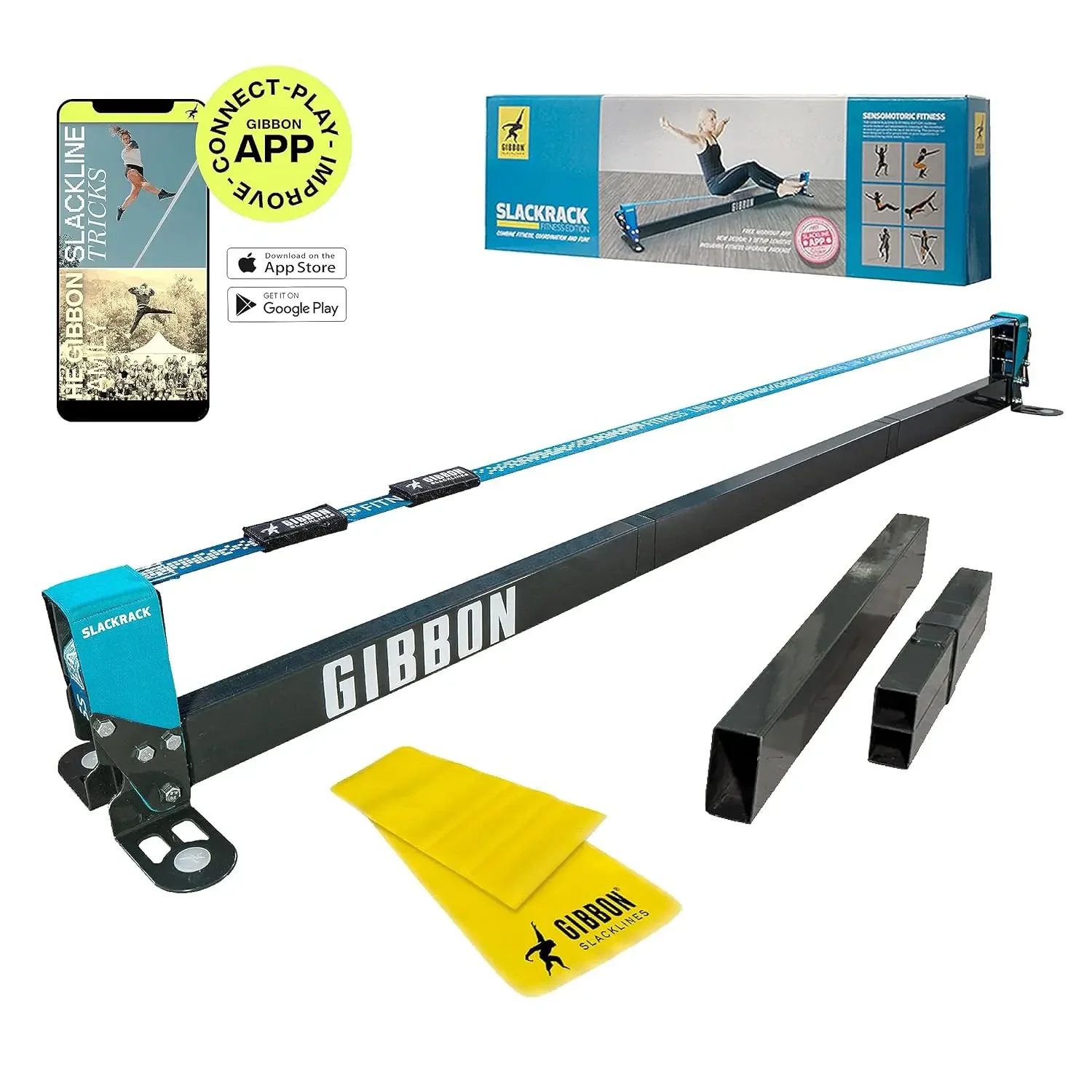 Slackrack Fitness - Freestanding Outdoor or Indoor Slackline - Slack Line Kit with Workout Items