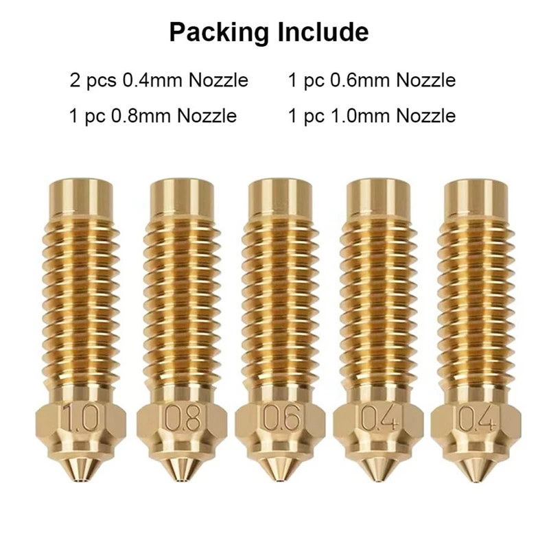 5Pcs Printer Head Nozzles Accessories For Volcano Nozzles For Elegoo Neptune 4 Max/Plus