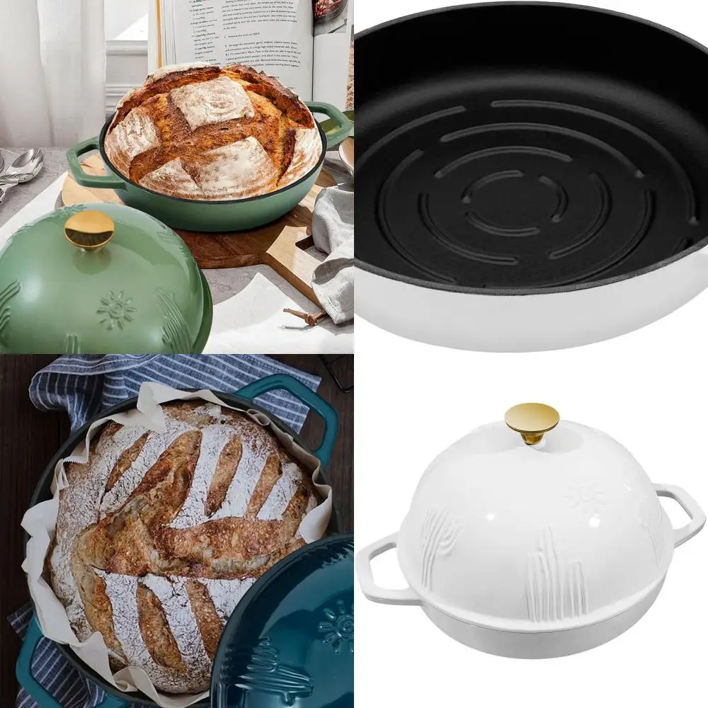 

Enameled Cast Iron Dutch Oven with Cloche Lid, 9.8, Perfect for Sourdough Baking