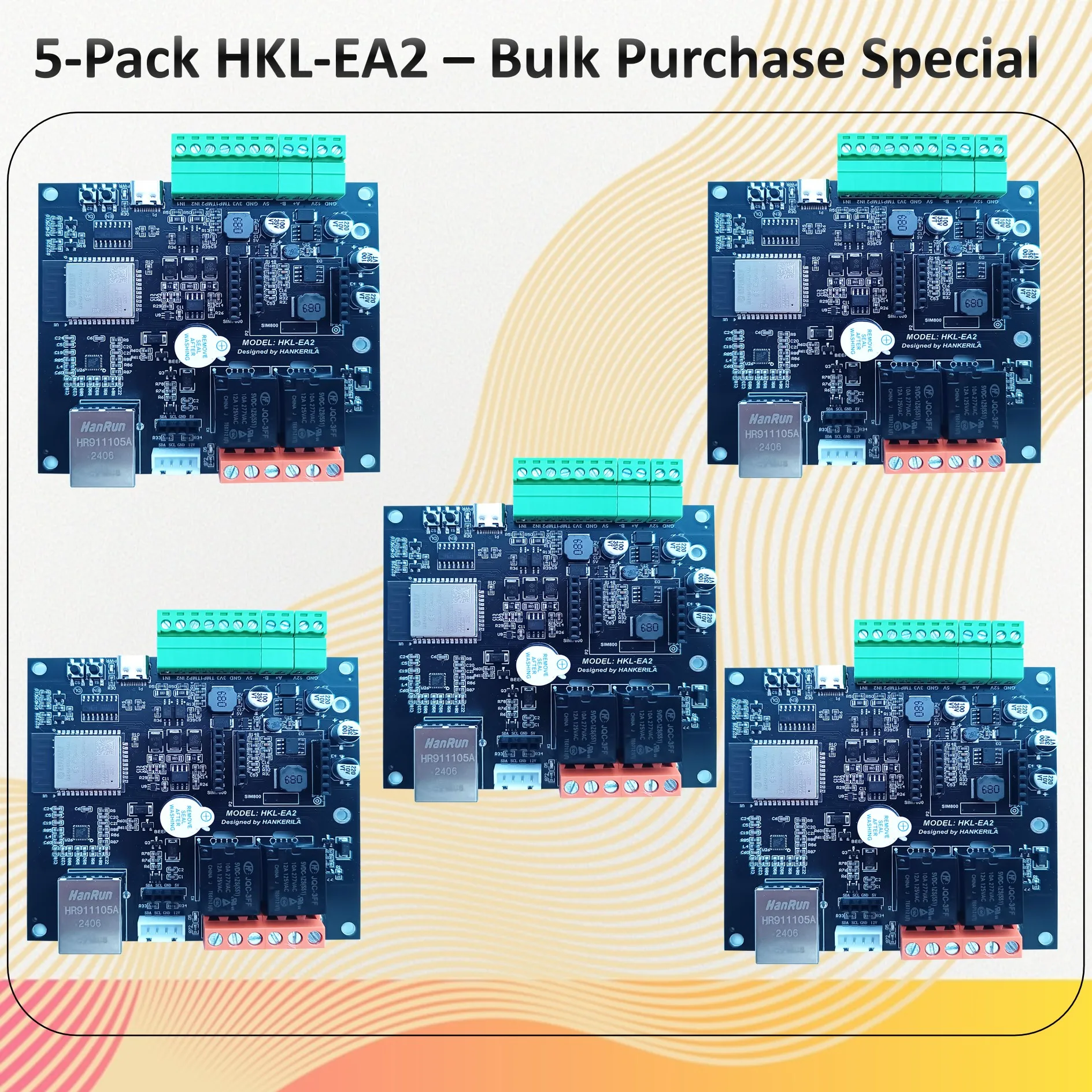 HKL-EA2 Bulk Wholesale Pricing SIM7600 4G Module RS485 DS18B20 Detection Beeping Alarm 2 NPN Input 2 Relay Output IIC Expansion