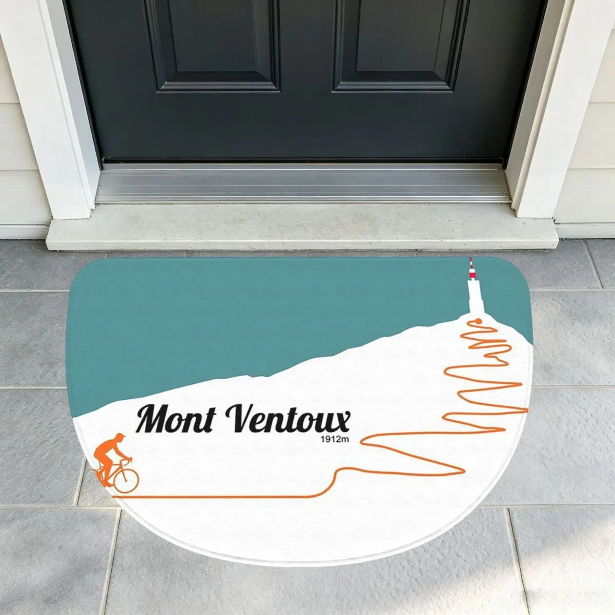 Mont Ventoux Cycling Artwork Soft Flannel Half Round Doormat Non Slip Bathroom Mat Absorbent Floor Carpet for Garage