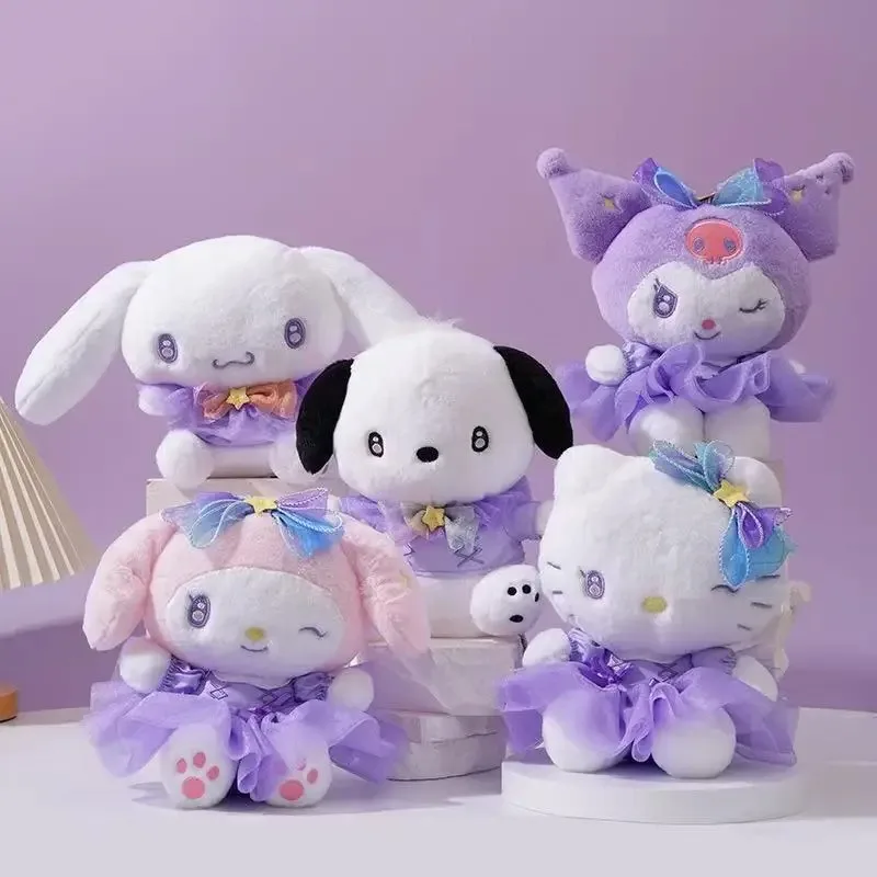 

25 см Sanrio Peluche Toy Melody Kuromi, мягкая плюшевая игрушка Hello Kitty Cinnamoroll, плюшевая игрушка для домашнего декора, подарок на день рождения для девочек