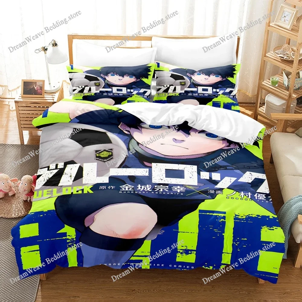 

Blue Lock Bedding Set Hot Anime Duvet Cover Set with Pillowcases King Queen Twin Double Size Comforter Cover Set for Teens