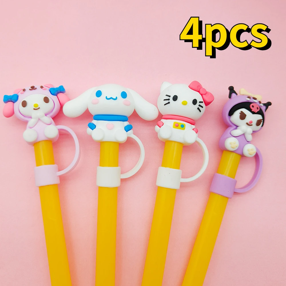 

HelloKitty Sanrio Dustproof Straw Cap Sanrio Cinnamoroll Cute Cartoon Silicone Straw Cap Kuromi Cup Decorations Party Props Gift