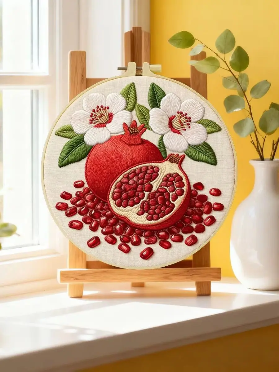 1 Stück 20x20 cm/15x15 cm 7,87/6,3 Zoll Rotes Hirsch Stickerei Starter-Kit DIY-Kit Stickerei-Set für Anfänger – Detail 6