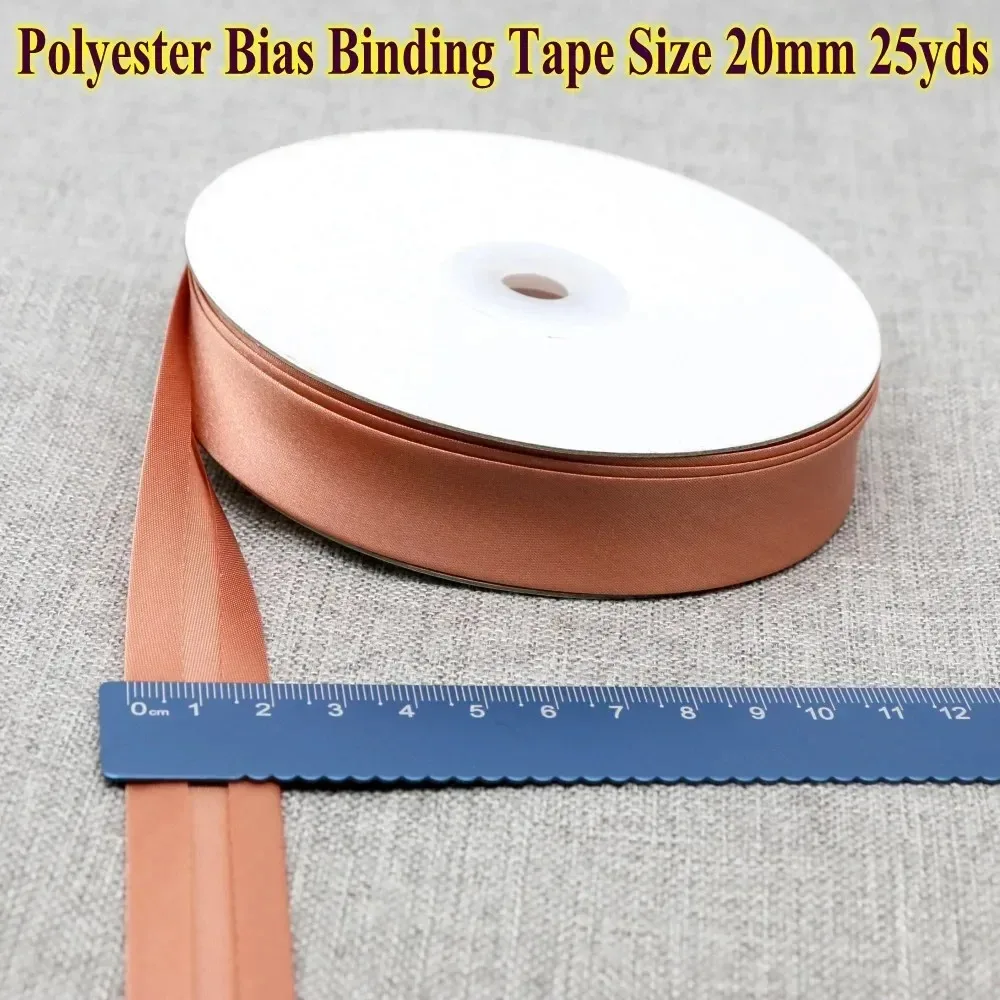 Polyester-Satin-Schrägband, Schrägband, Größe: 20 mm, 3/4 Zoll * 25 Yards, Faltband zum DIY-Nähen von Bekleidungszubehör