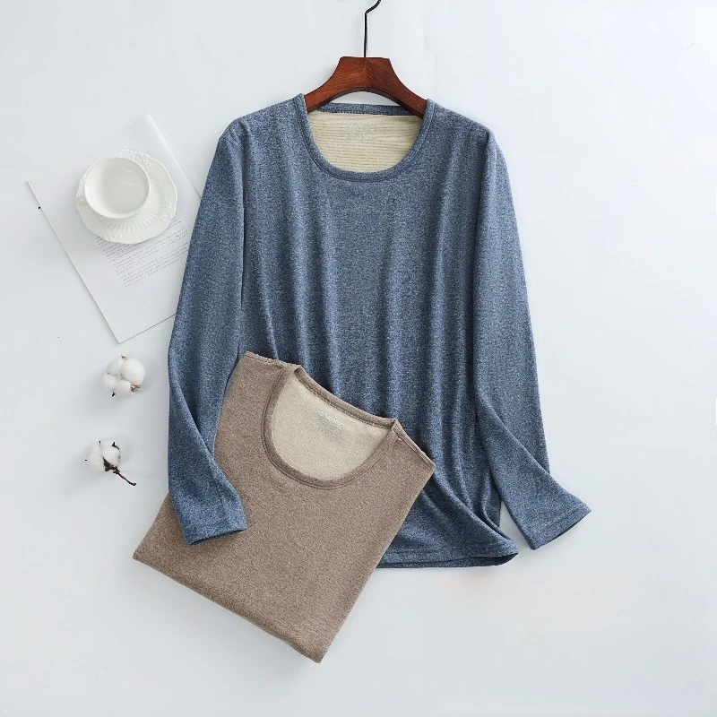 

Fleece Thickened Thermal Underwear Tops Men O-Neck Elastic Slim-fitting Thermal Base Layer Shirt Cold Resistant Thermo Underwear