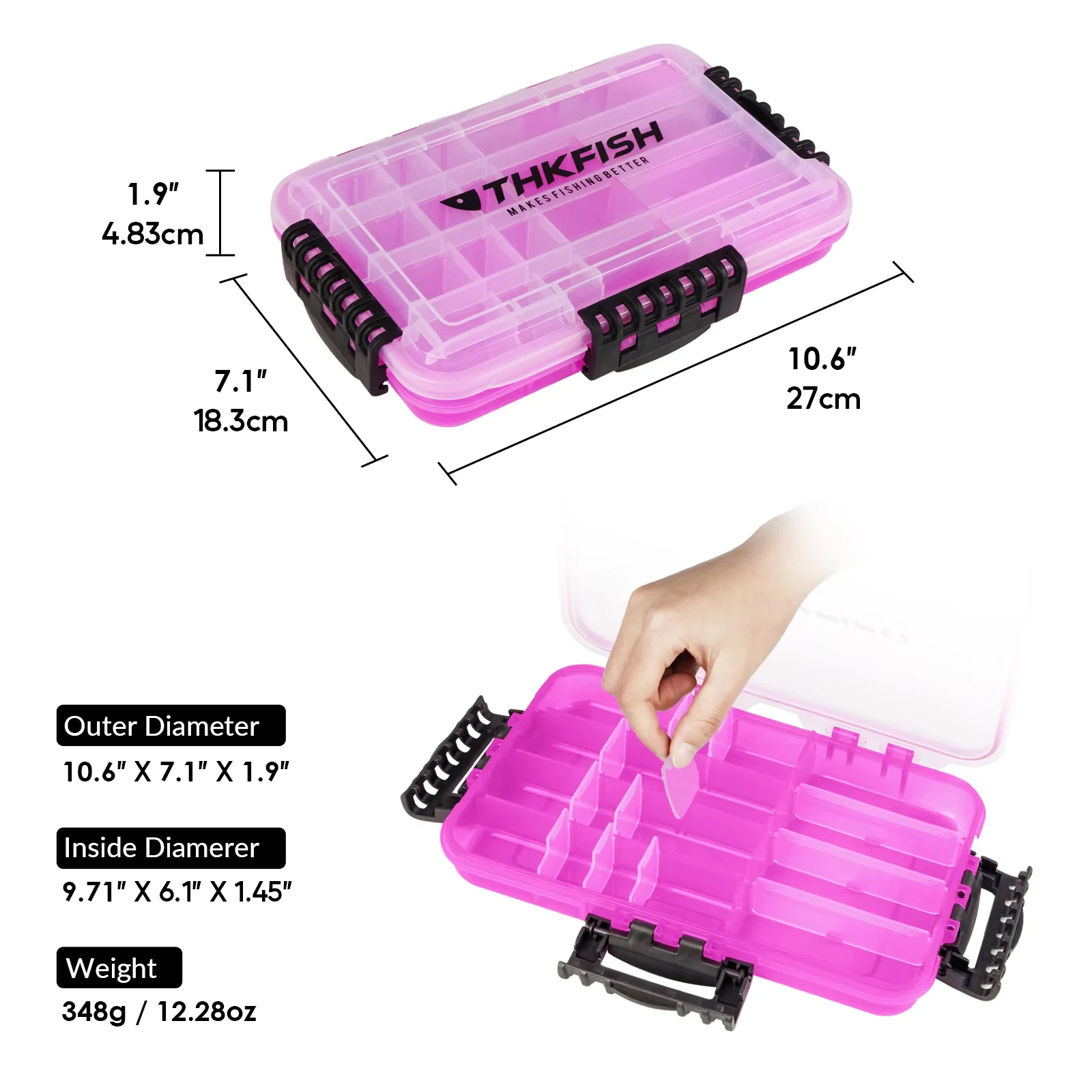 THKFISH Caja de pesca impermeable grande para aparejos y cebos